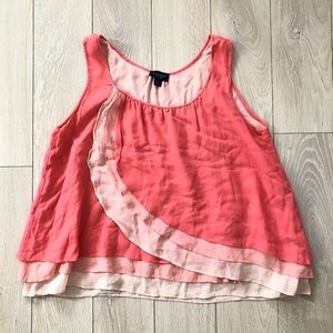 Witchery 100% Pure Silk Faux Wrap Top in Coral Pink Size 10